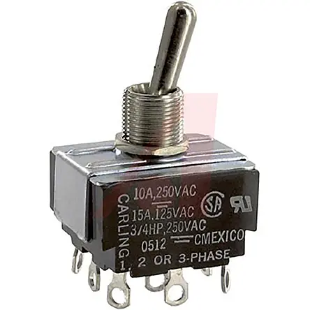 Produktfoto 1 von Carling Panel Kippschalter 3-poliger Wechsler, Ein-Ein, 250 V ac, 15A, Lötöse