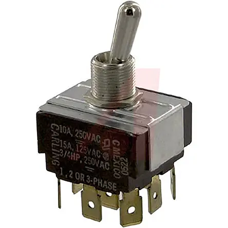 Produktfoto 1 von Carling Panel Kippschalter 3-poliger Wechsler, Ein-Ein, 250 V ac, 15A, Stecker