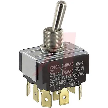 Produktfoto 1 von Carling Panel Kippschalter 3-poliger Wechsler, Ein-Aus-Ein, 250 V ac, 15A, Stecker
