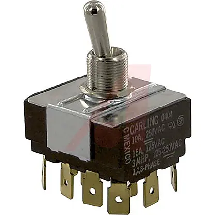 Produktfoto 1 von Carling Panel Kippschalter 4-poliger Schließer, Ein-Aus-Ein, 250 V ac, 15A, Stecker