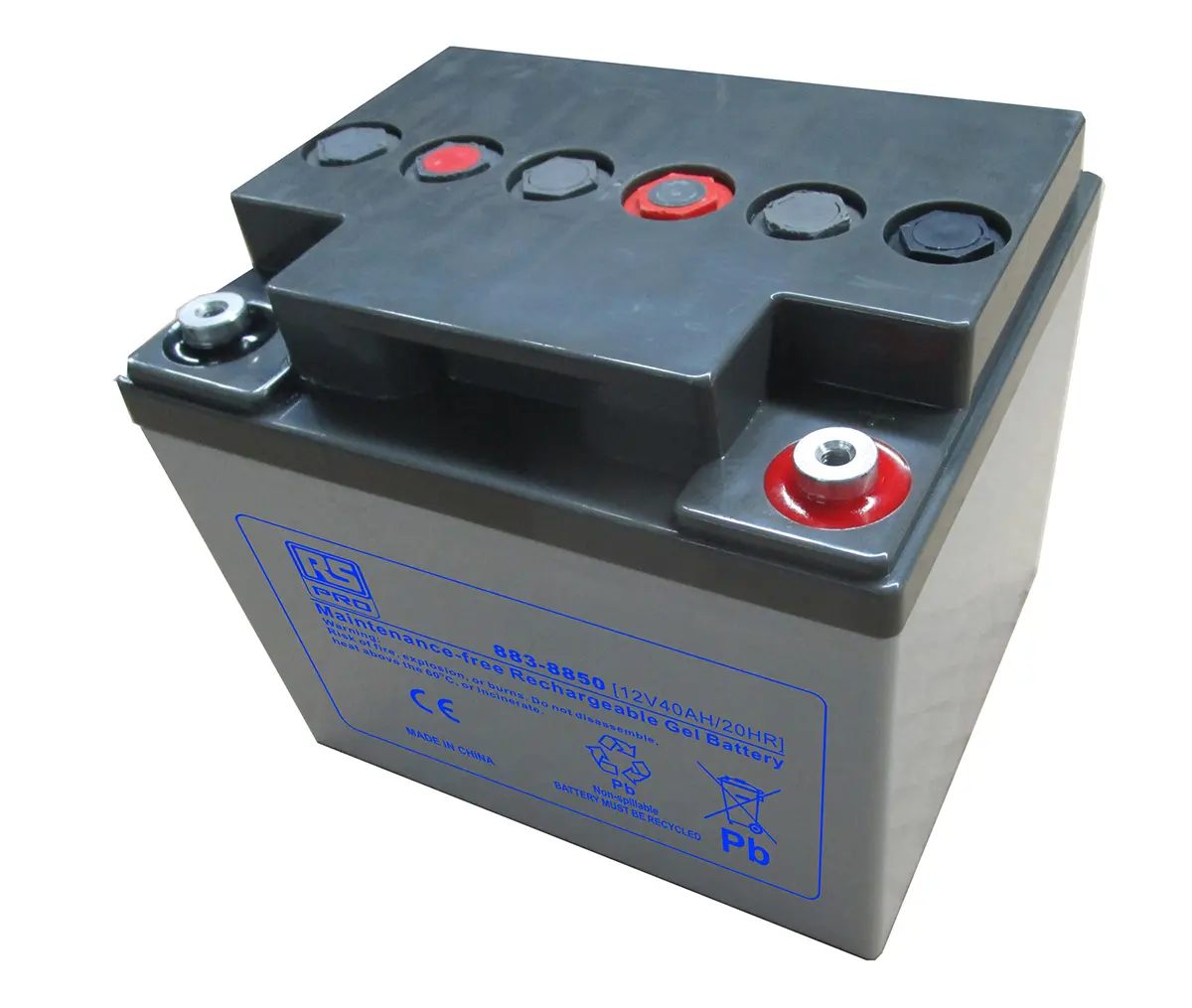 Produktfoto 1 von RS PRO RS PRO Abgedichteter Bleiakku, 12V / 40Ah, T6-Anschluss, 197 x 165 x 170mm
