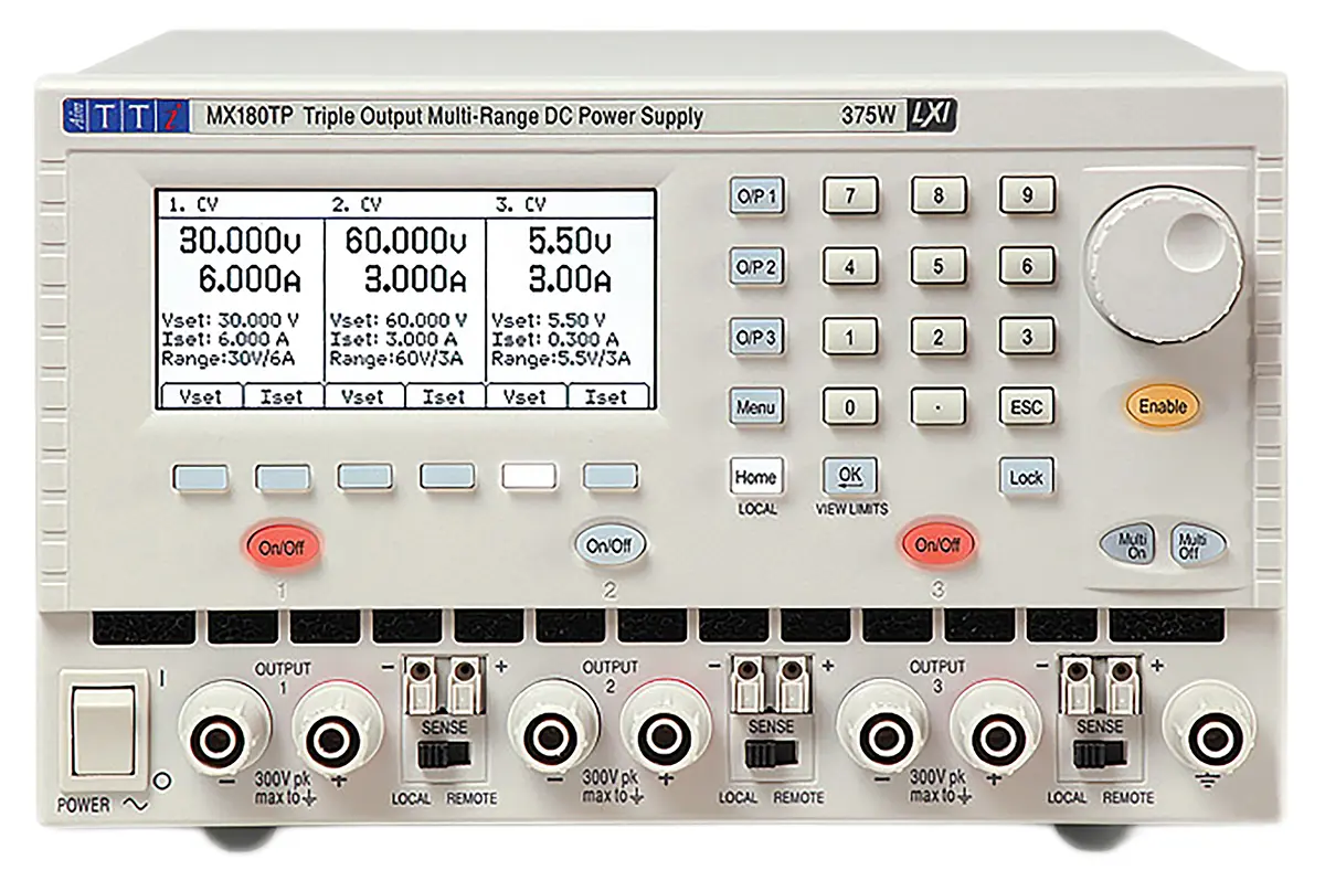 Produktfoto 1 von Aim-TTi MX180TP 3-Kanal Digital Labornetzgerät 378W, 0 → 15V / 0 → 3A