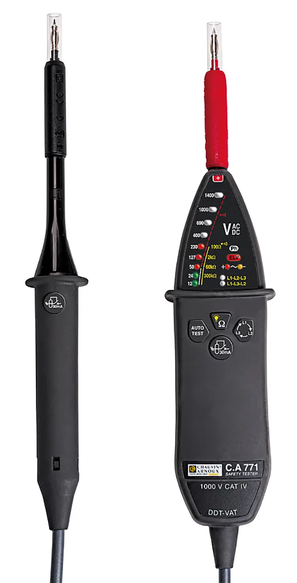 Produktfoto 1 von Chauvin Arnoux CA 771 IP2X LED Spannungsprüfer mit Durchgangsprüfung, CAT IV
