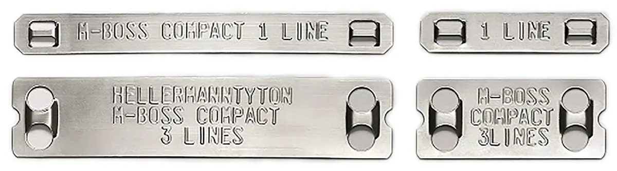 Produktfoto 1 von HellermannTyton Kabeletiketten B. 45 mm für M-BOSS Lite 1000 Per Pack auf Metall 45 mm Metallisch Edelstahl
