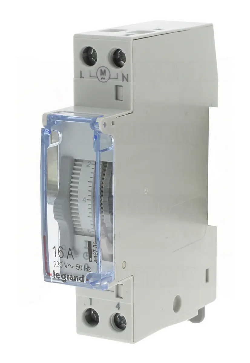 Produktfoto 1 von Legrand Analog DIN-Schienen-Zeitschaltuhr 230 V ac, Sekunden, Minuten, Stunden, 1-Kanal
