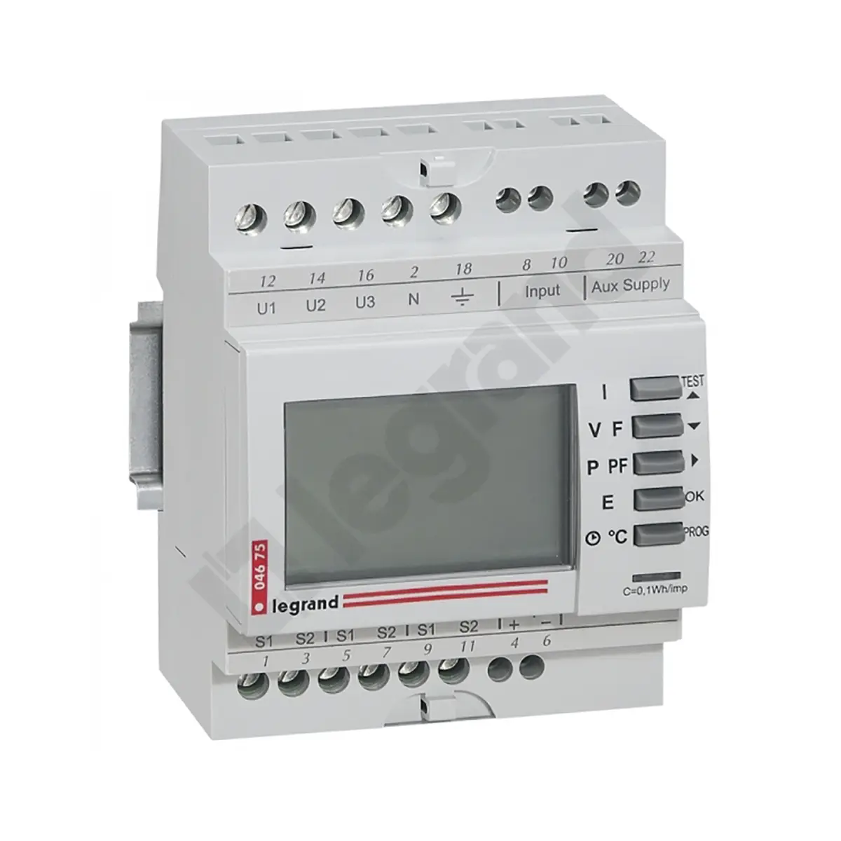Produktfoto 1 von Legrand EMDX3 LCD Digitales Multifunktionsmessgerät für Strom, Interne Temperatur, Leistung, Blindleistung, Spannung,