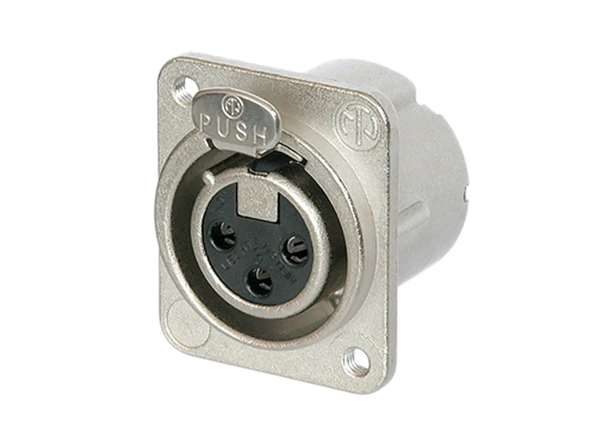 Produktfoto 1 von Neutrik Gerade 3-polig Fahrgestell Buchse Silber auf Nickel XLR-Steckverbinder, 50 V