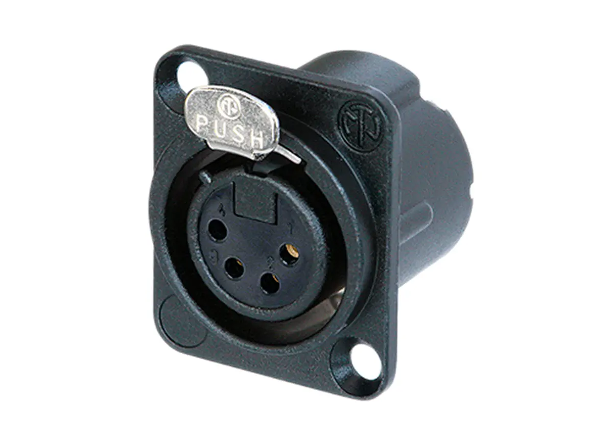 Produktfoto 1 von Neutrik Gerade 4-polig Panel Buchse Gold Schwarz XLR-Steckverbinder, 50 V