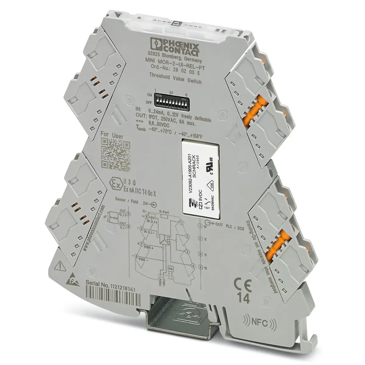 Produktfoto 1 von Phoenix Contact Serie MINI MCR-2-UI-REL-PT Signalkonditionierer für Endschalter 24 V / Spannung 30 V dc AUS