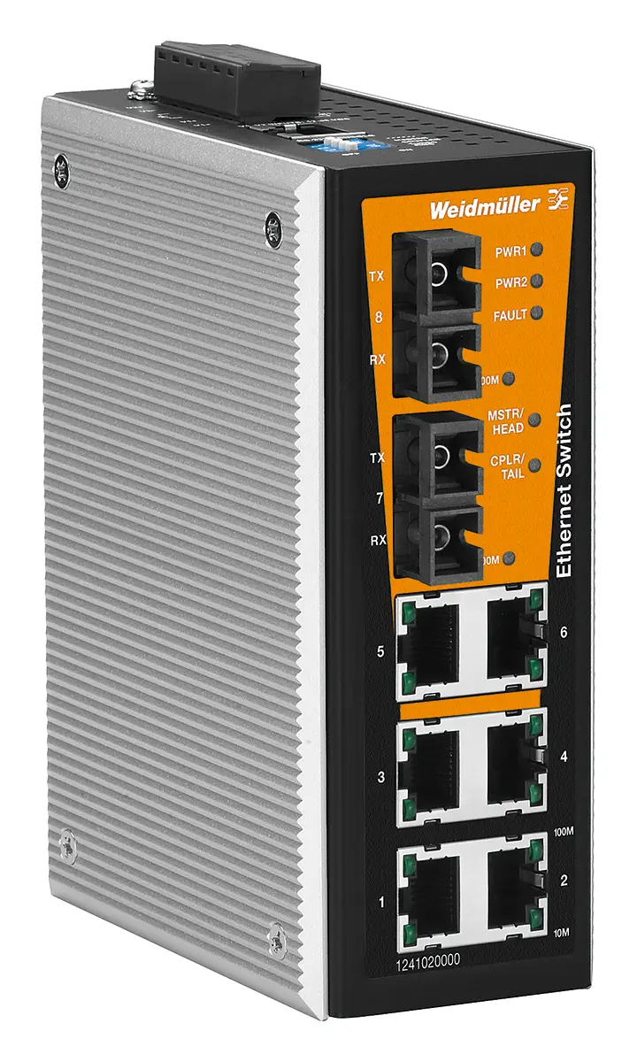 Produktfoto 1 von Weidmüller Weidmuller Value Line Ethernet-Switch / 100Mbps 6, DIN-Hutschiene, 24 V