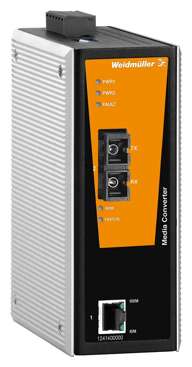 Produktfoto 1 von Weidmüller Ethernet-Medienkonverter Ethernet-Medienkonverter, Voll-Duplex, Halb-Duplex, Multimodus 5 km 100 Mbps,