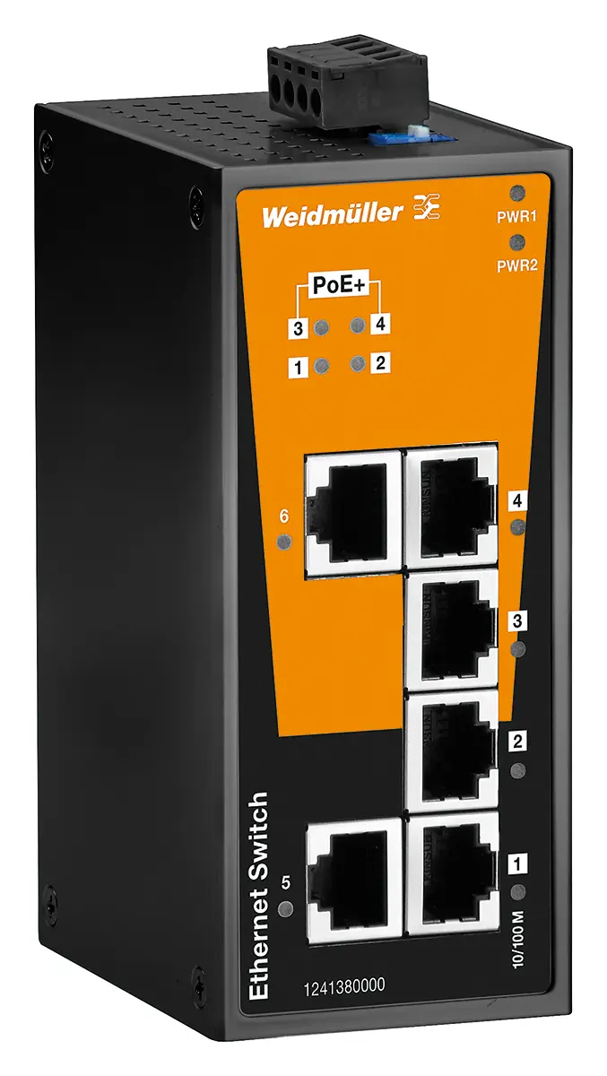 Produktfoto 1 von Weidmüller Weidmuller Value Line Unmanaged Ethernet-Switch Ethernet-Switch / 100Mbps 6, DIN-Hutschiene, 24 V