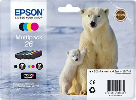 Produktfoto 1 von Epson 26 Tintenpatrone für Epson Expression Premium XP-600, Epson Expression Premium XP-605, Epson Expression Premium