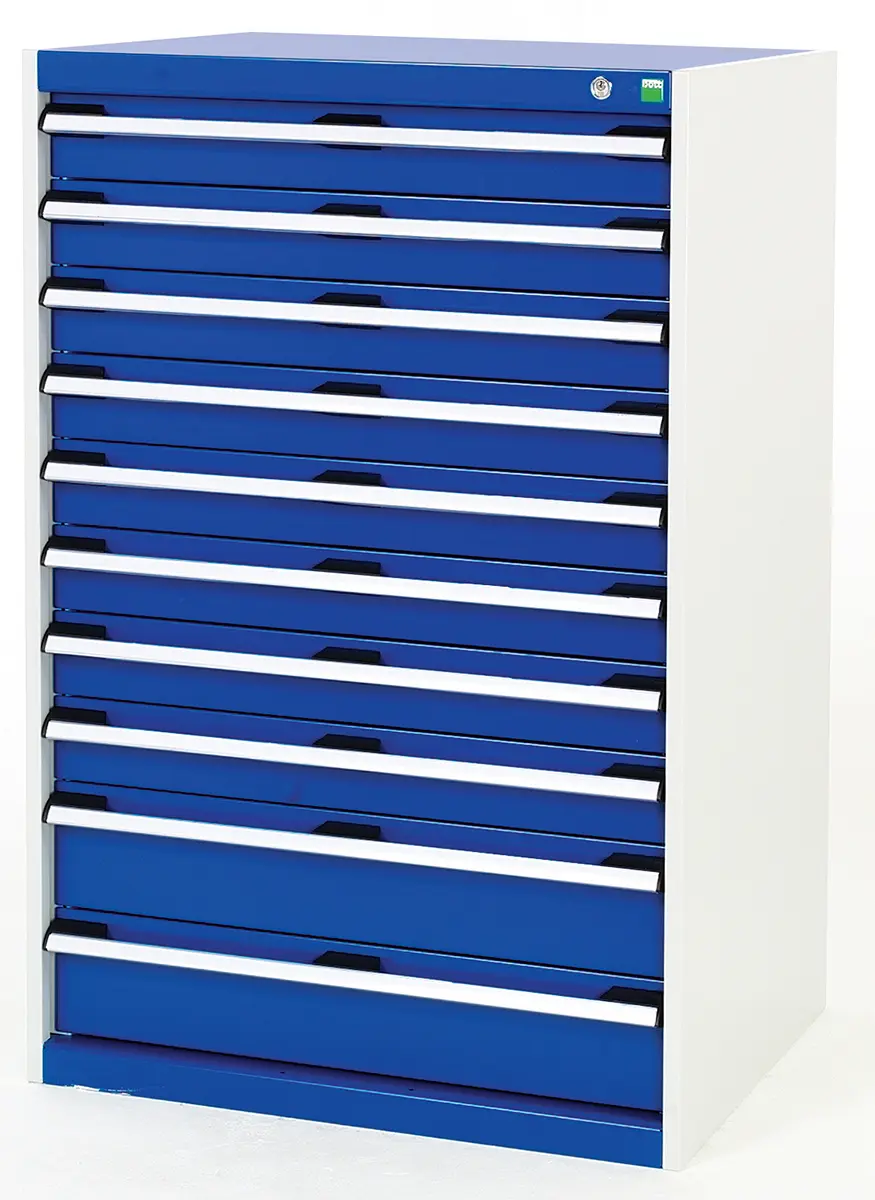 Produktfoto 1 von Bott 10 Stahl Schubladenmagazin Blau, Grau, 1200 mm x 800mm x 650 mm