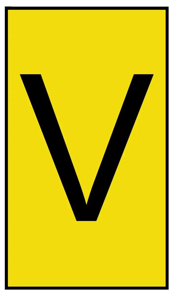 Produktfoto 1 von HellermannTyton Ovalgrip Kabelmarkierung Aufschiebbar, Beschriftung: V, Schwarz Gelb, Ø 1.7 mm - 3.6 mm, 4 mm