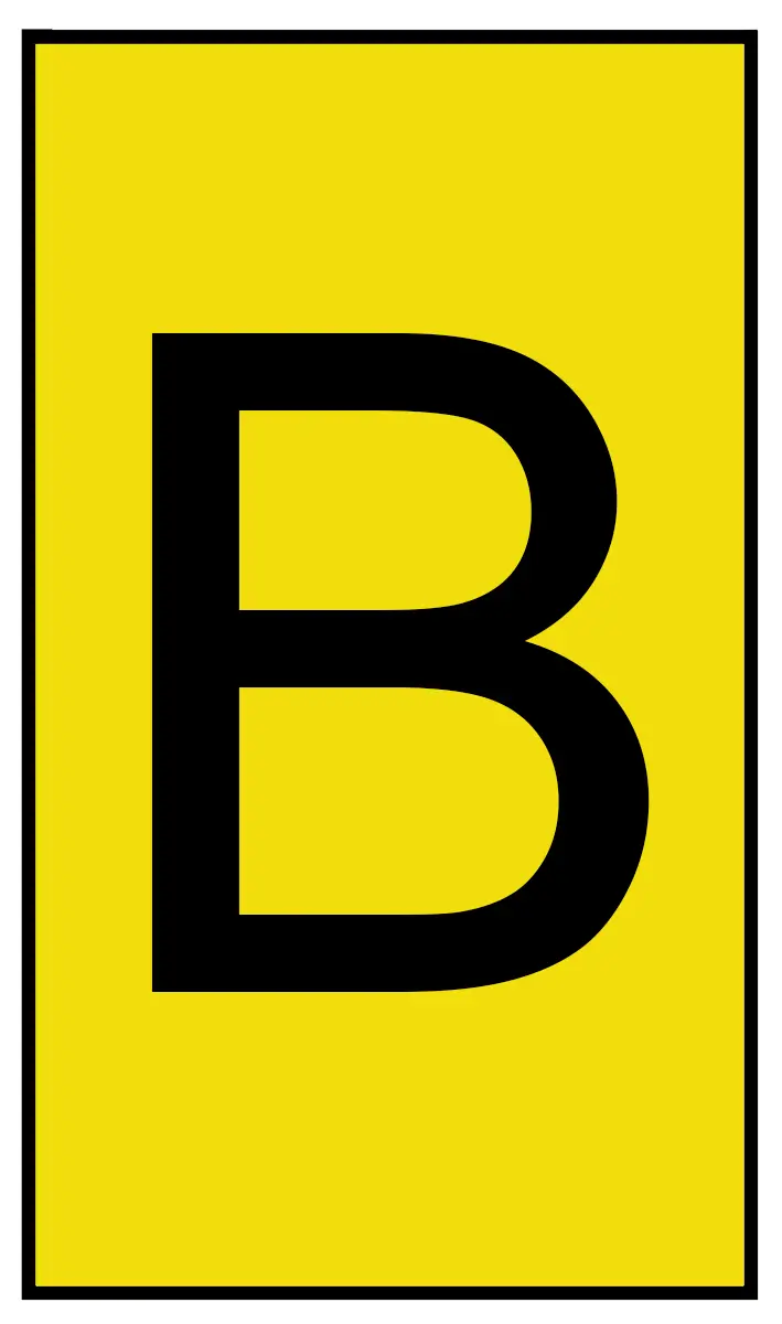 Produktfoto 1 von HellermannTyton Ovalgrip Kabelmarkierung Aufschiebbar, Beschriftung: B, Schwarz Gelb, Ø 1.7 mm - 3.6 mm, 4 mm