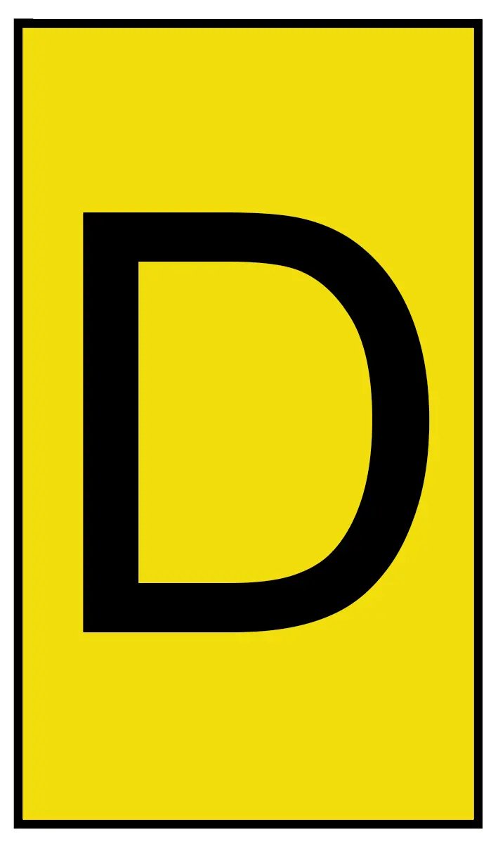 Produktfoto 1 von HellermannTyton Ovalgrip Kabelmarkierung Aufschiebbar, Beschriftung: D, Schwarz Gelb, Ø 1.7 mm - 3.6 mm, 4 mm