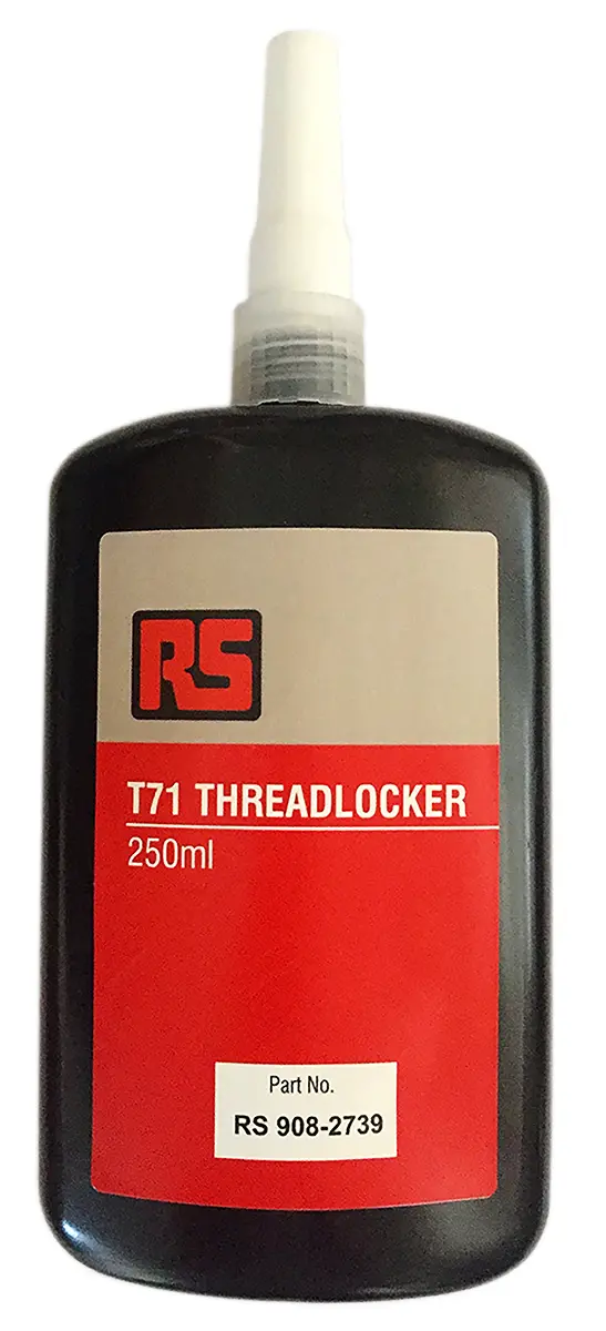 Produktfoto 1 von RS PRO T71 Schraubensicherungsklebstoff anaerob Flüssig Rot , Flasche 250 ml aushärtend in 24 h