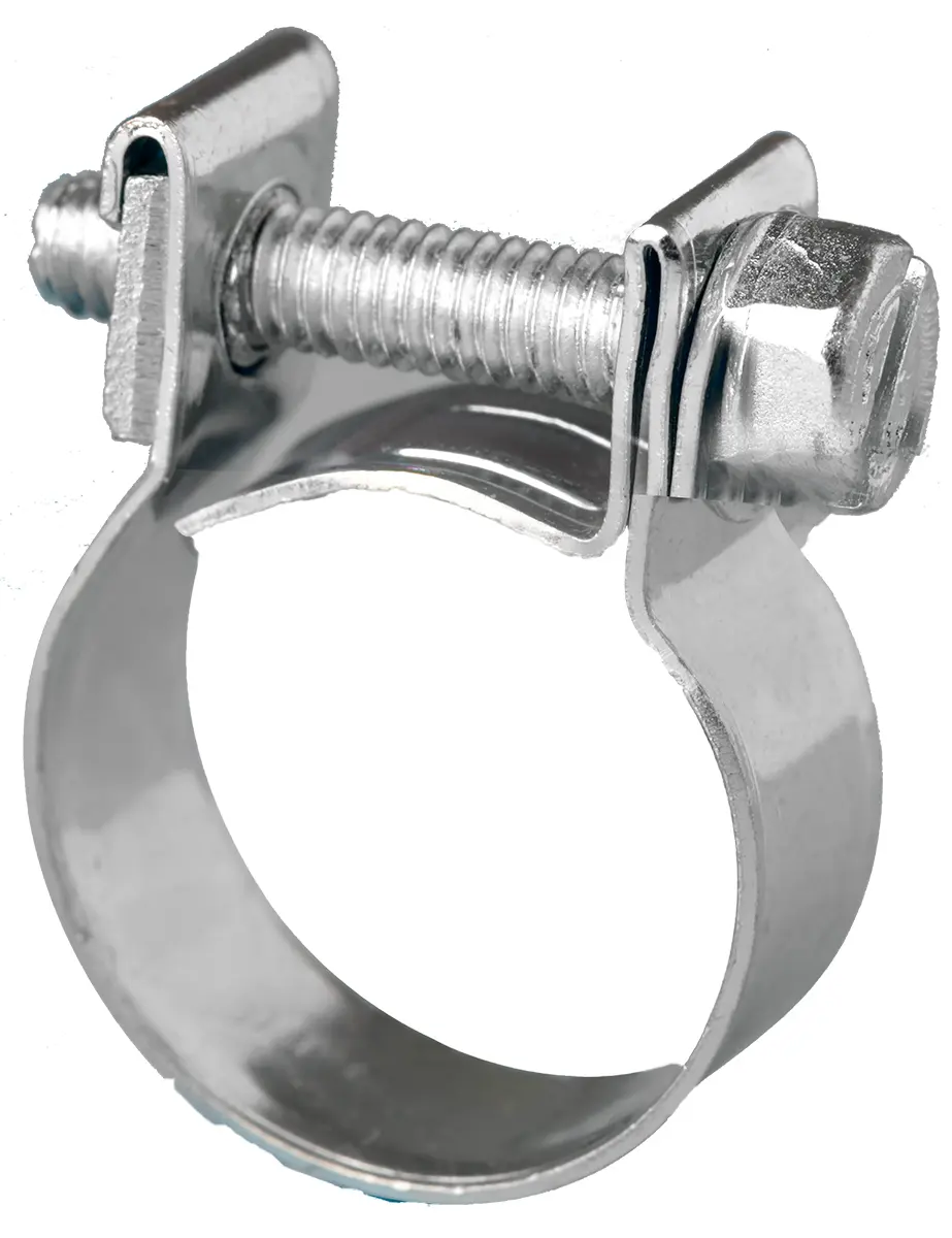 Produktfoto 1 von Jubilee Edelstahl Schlauchschelle Mini, Mutter, Bolzenclip, mit Schlitzsechskantschraube 15 mm