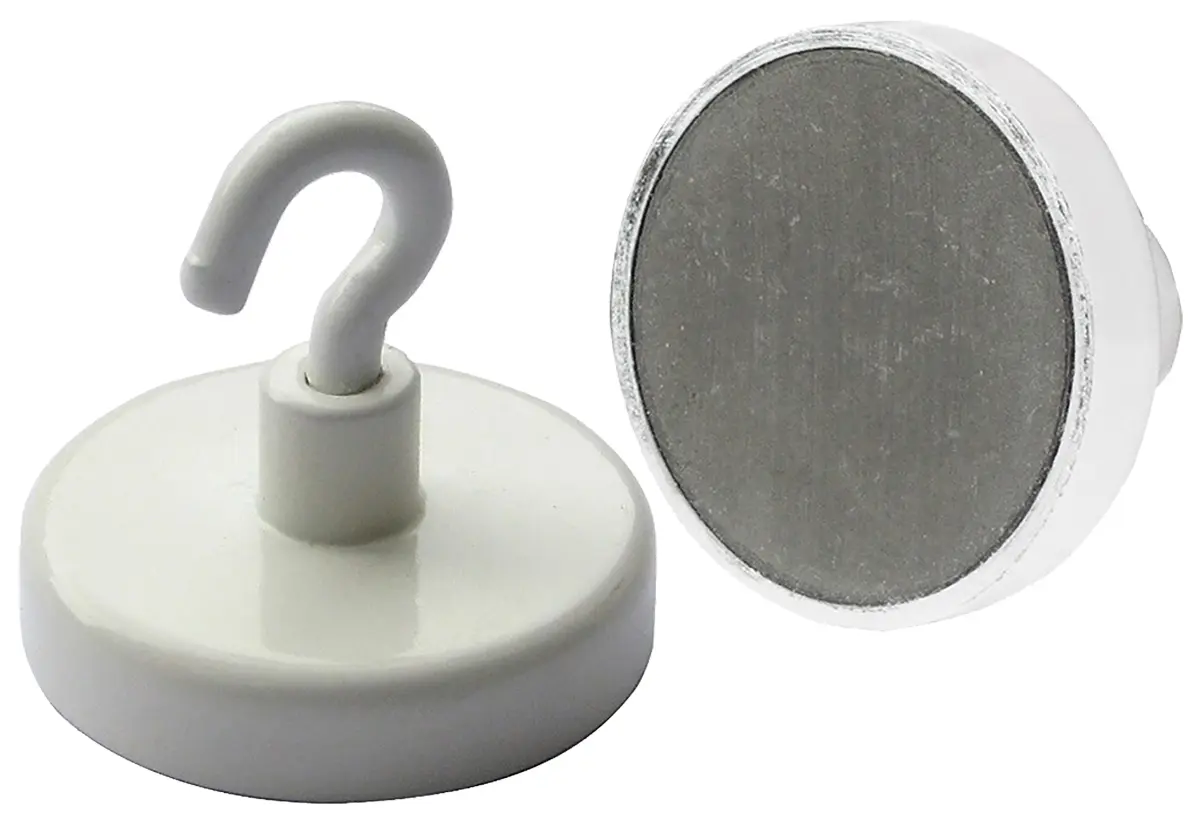 Produktfoto 1 von Eclipse Topf Magnet, Haken, Ø 32 mm x 8 mm x 34 mm, Zugkraft 8 kg