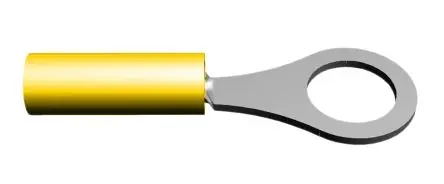 Produktfoto 1 von TE Connectivity PIDG Ringkabelschuh, Isoliert 26 AWG, Polyvinylchlorid, Gelb, 22 AWG max.AWG, aussen ø 6.35 mm, innen ø