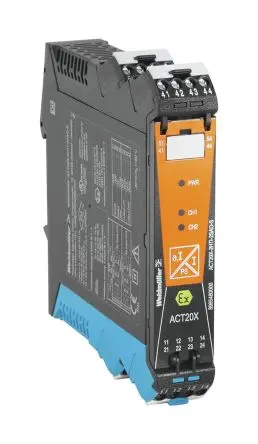 Produktfoto 1 von Weidmüller Serie ACT20X Signalwandler 19.2V, 31.2 V, Strom 4 → 20 mA EIN / Strom 4 → 20 mA AUS DIN-Hutschiene, IECEx