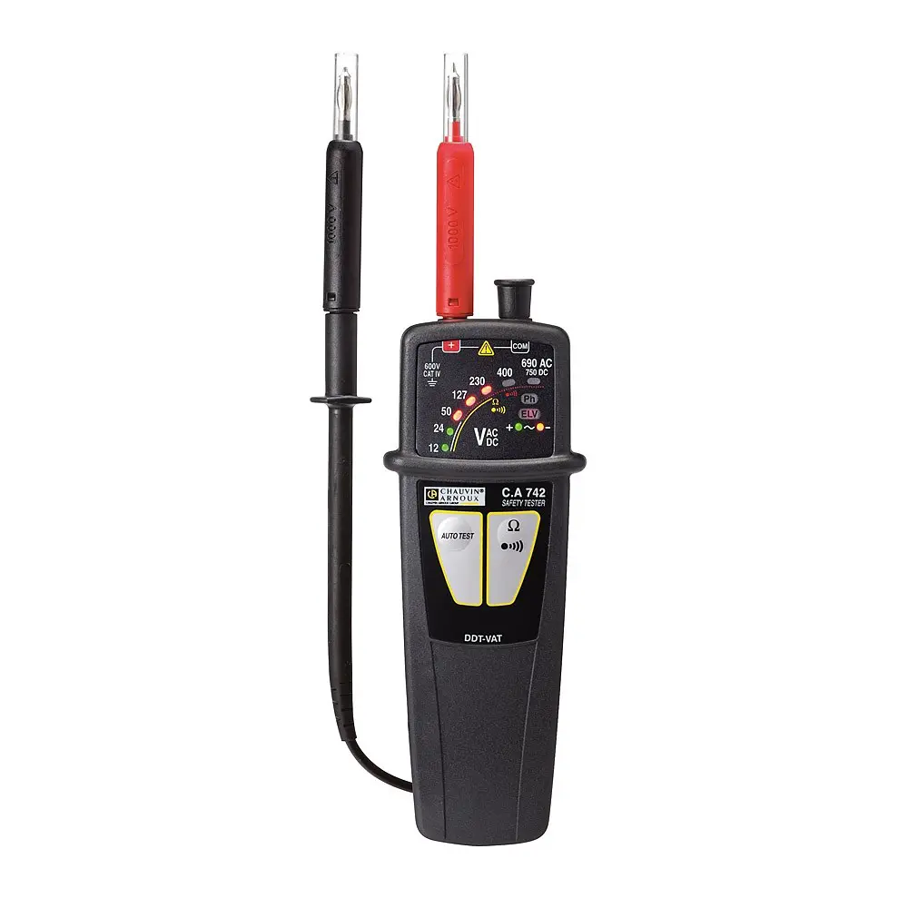 Produktfoto 1 von Chauvin Arnoux CA 742 IP2X LED Spannungsprüfer mit Durchgangsprüfung, CAT IV