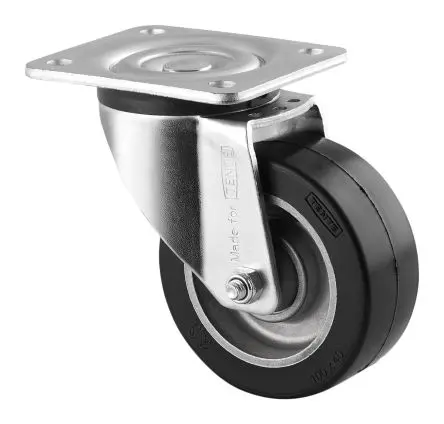 Produktfoto 1 von Tente Drehbar Rolle, Rad ø 100 mm, 200 kg, Ges H. 130 mm, Rad B. 40 mm, Elastischer Reifen