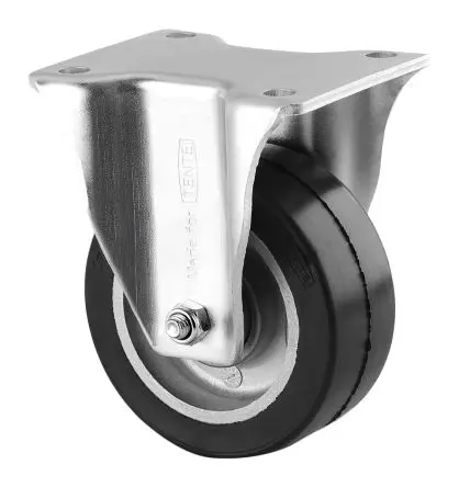Produktfoto 1 von Tente Feststehend Rolle, Rad ø 100 mm, 200 kg, Ges H. 130 mm, Rad B. 40 mm, Lauffläche – schwarzer elastischer Reifen