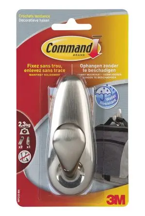 Produktfoto 1 von 3M Selbstklebender Haken Haken 1 pro Paket Stk Silber Polyethylen 2.3 kg 8mm Command