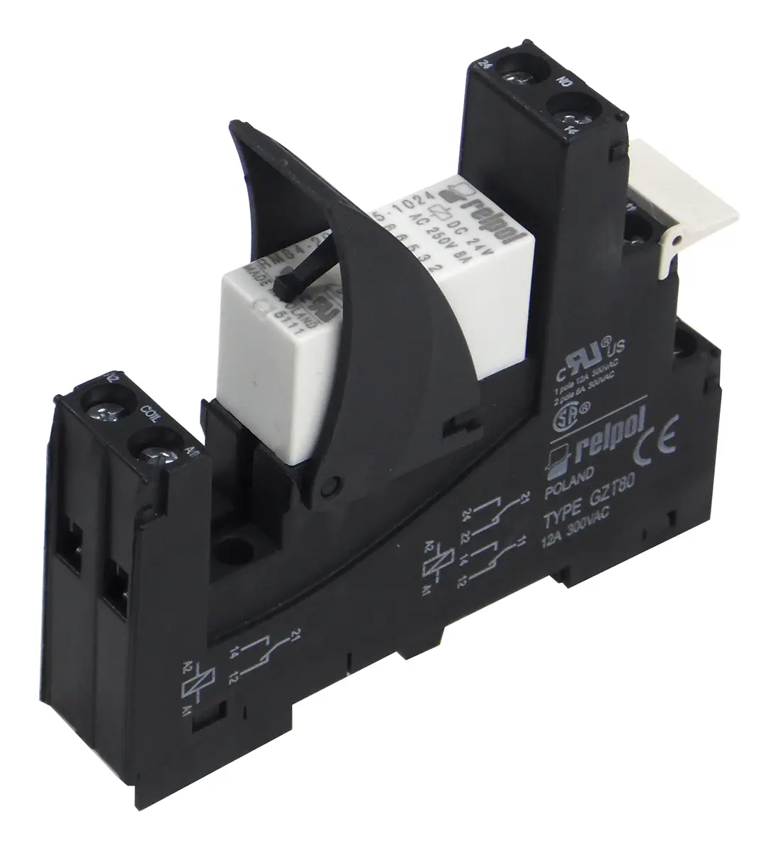 Produktfoto 1 von Relpol RM2 Interface Relais 24V, 1-poliger Umschalter DIN-Hutschiene