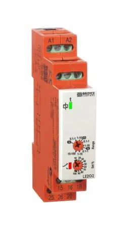 Produktfoto 1 von Broyce Control LEDO/2 Zeitrelais, DIN-Hutschiene 12 to 230 V dc 12V ac, 230 V ac, 0.1 s to 100 h, 2 Kont. 1, 2-poliger