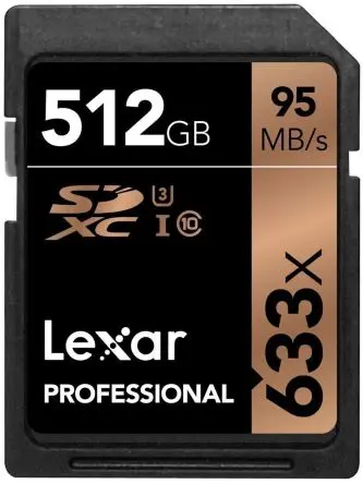 Produktfoto 1 von Lexar 512 GB 633x SDXC SD-Karte UHS 1 U3, Klasse 10, SLC