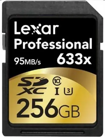 Produktfoto 1 von Lexar 256 GB 633x SDXC SD-Karte UHS 1 U3, Klasse 10, SLC