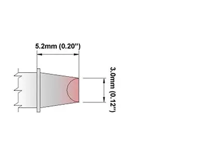 Produktfoto 1 von Thermaltronics 5.2 mm Lötspitze 3 mm Meißelform, gerade 90 ° M für MX-500, MX-5000, MX5200, TMT-9000S-1, TMT-9000S-2