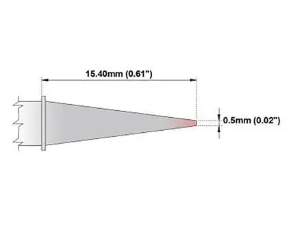 Produktfoto 1 von Thermaltronics 15.4 mm Lötspitze 0.5 mm Rundform M für MX-500, MX-5000, MX5200, TMT-9000S-1, TMT-9000S-2