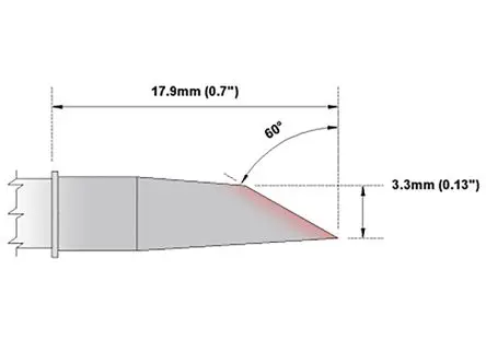 Produktfoto 1 von Thermaltronics 17.9 mm Lötspitze 3.3 mm Gerade, abgeschrägt 60 ° M für MX-500, MX-5000, MX5200, TMT-9000S-1, TMT-9000S-2