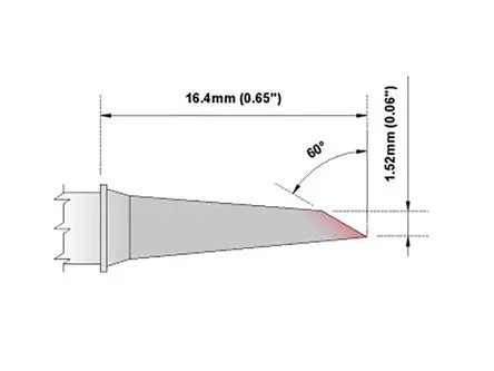 Produktfoto 1 von Thermaltronics 16.4 mm Lötspitze 1.52 mm Gerade, abgeschrägt 60 ° M für MX-500, MX-5000, MX5200, TMT-9000S-1,