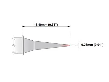 Produktfoto 1 von Thermaltronics 13.4 mm Lötspitze 0.25 mm Mikrofein M für MX-500, MX-5000, MX5200, TMT-9000S-1, TMT-9000S-2