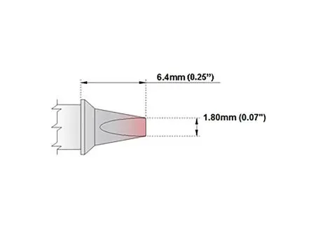 Produktfoto 1 von Thermaltronics 6.4 mm Lötspitze 1.8 mm Meißelform, gerade 30 ° M für MX-500, MX-5000, MX5200, TMT-9000S-1, TMT-9000S-2
