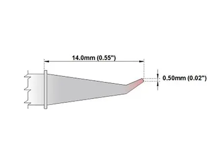 Produktfoto 1 von Thermaltronics 13.4 mm Lötspitze 0.5 mm spitz, gebogen 30 ° M für MX-500, MX-5000, MX5200, TMT-9000S-1, TMT-9000S-2