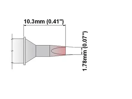 Produktfoto 1 von Thermaltronics 10.3 mm Lötspitze 1.78 mm Meißelform, gerade 30 ° S für MFR-PS1100, MFR-PS2200, SP200, TMT-2000PS