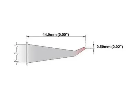 Produktfoto 1 von Thermaltronics 14 mm Lötspitze 0.5 mm spitz, gebogen 30 ° P für MFR-PS1100, MFR-PS1K, MFR-PS2200, MFR-PS2K, TMT-2000PS