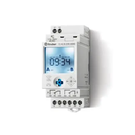 Produktfoto 1 von Finder Digital 12 DIN-Schienen-Zeitschaltuhr 230V ac/dc, Sekunden, Minuten, 2-Kanal, 50 Speicherplätze