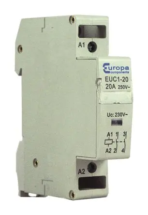 Produktfoto 1 von Europa EUC Schütz 24V ac-Spule, 2-polig, 240V ac / 20 A 24V ac 4 kW 2 Schließer Motorsteuerung 2-Hilfskontakte