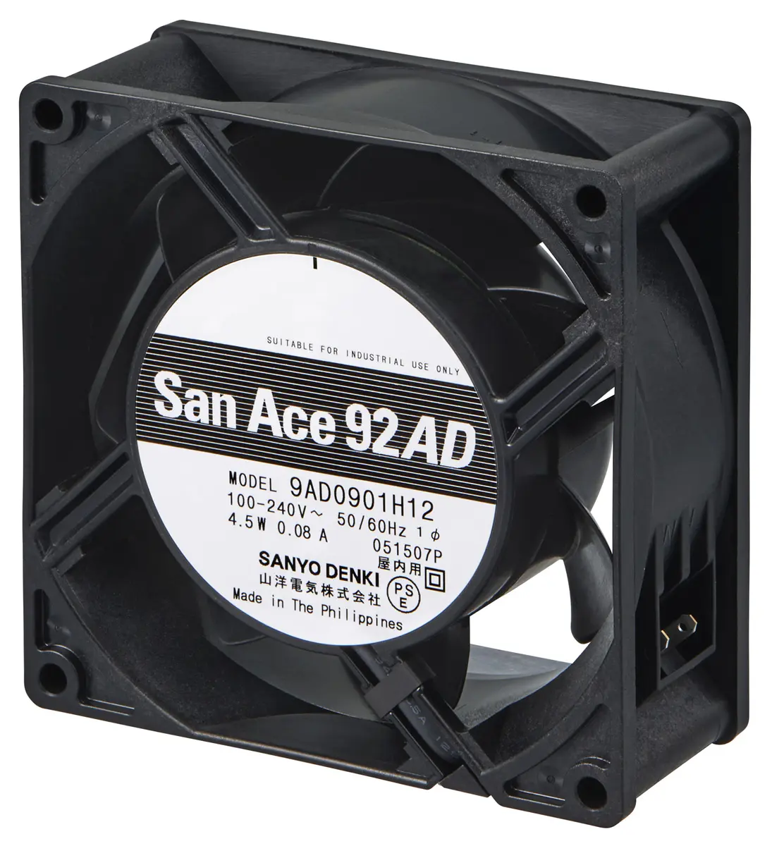 Produktfoto 1 von Sanyo Denki San Ace 9AD AC-Axiallüfter, Kugellager, 100 → 240 V ac / 4.5W, 92 x 92 x 38mm, 3850U/min, 90m³/h