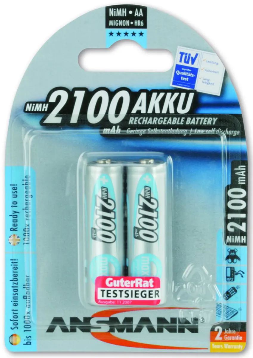 Produktfoto 1 von Ansmann Ansmann MaxE AA AA Akku Nickel-Metallhydrid 1.2 V, 2.1 Ah 2