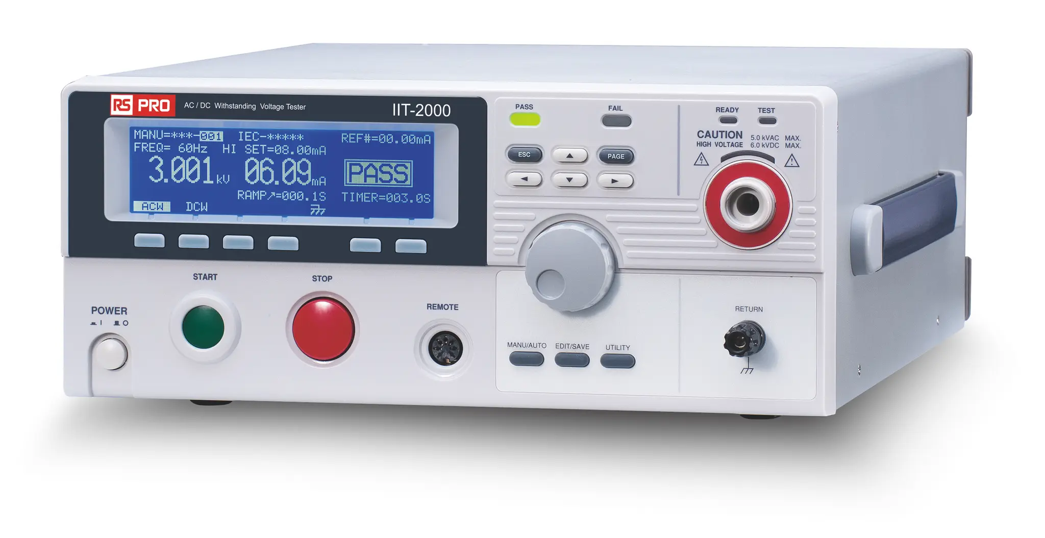Produktfoto 1 von RS PRO IIT2000 Elektrischer Sicherheitsprüfer 50 V, 1mA, 6000 V dc Elektrischer Sicherheitsprüfer
