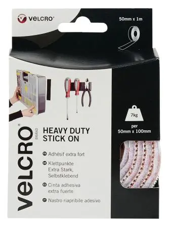 Produktfoto 1 von Velcro Klettband, 50mm x 1 m, Weiß