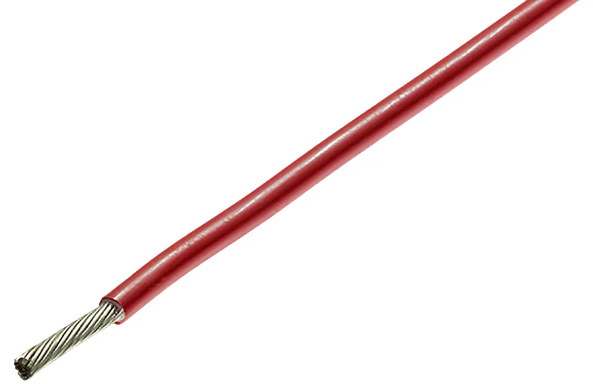Produktfoto 1 von TE Connectivity Einzeladerleitung 0,22 mm², 24 AWG 100m Rot Polyester isoliert Ø 1.05mm 19/0,12 mm Litzen